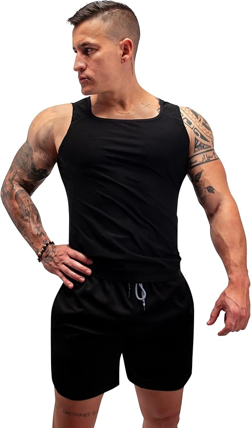 FUXERT Men's Sauna Vest Workout Sweat Tank Top Waist Trainer for Men Compression Sweat Enhancing Vest