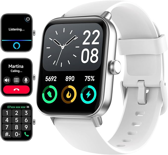 aeac Smart Watches for Women Men Android & iPhone, Alexa Built-in, 1.8" Touch Screen Fitness Tracker with Answer/Make Calls, IP68 Waterproof Heart Rate/Sleep/SpO2 Monitor, Pedometer, 110+ Sport Modes