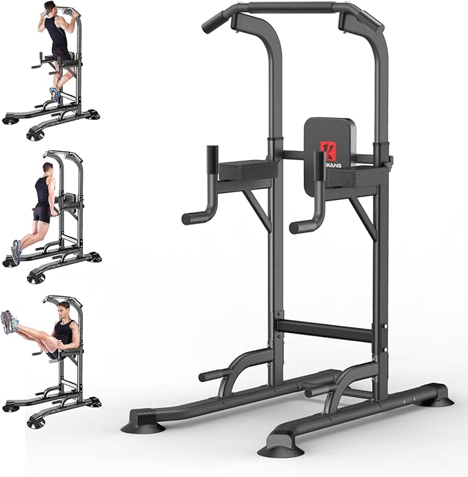 Power Tower Adjustable Height Pull Up & Dip Station Multi-Function Home Strength Training Fitness Workout Station for Home Gym