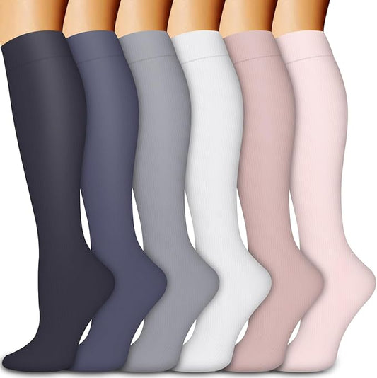 Bluemaple Compression Socks for Women & Men Circulation (6 Pairs) 15-20 mmHg is Best Support for Athletic Running Cycling