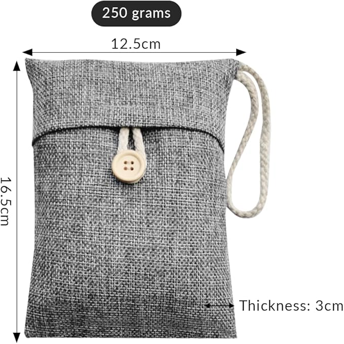 4 Pack charcoal odor absorber,Bamboo Charcoals Air Purifying Bag Charcoals Deodorizer Eliminator for Strong Odors in Car, Closet, Shoe, Basement (250G*4 Pack Gray-2, Unscented)