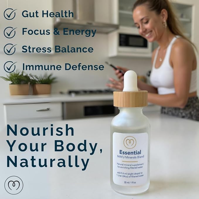 MAYU Concentrated Ionic Trace Mineral Drops - Rich Concentrate Electrolytes: Magnesium Chloride Sodium Supplements - Essential Blend Drop for Immune Support - Nutrient-Packed Alkaline Water - 3 Pack