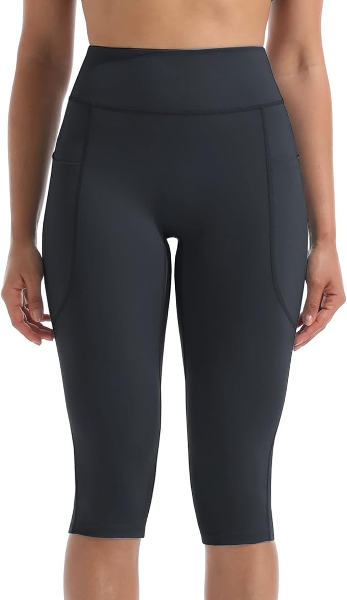 NELEUS Women's Tummy Control High Waist Capri Running Leggings Yoga Pants with Pocket