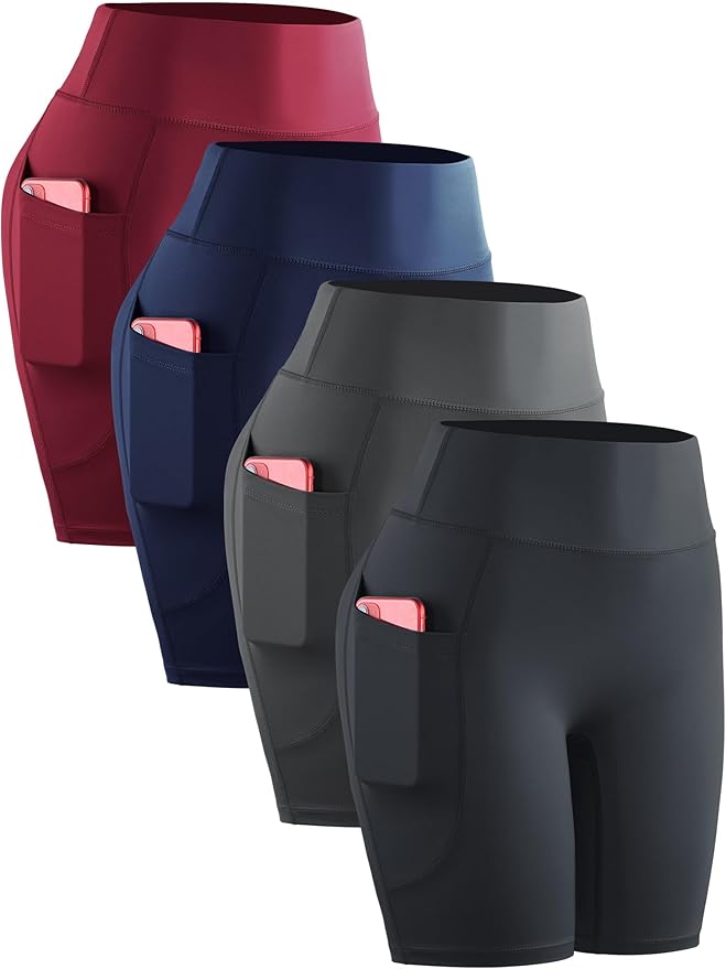 CADMUS Women's High Waist Spandex Yoga Shorts for Bike Running Two Side Pockets