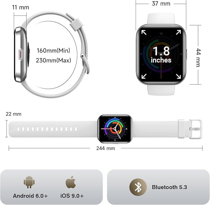 Smart Watches for Women Men, 1.85" Screen Smartwatch Compatible iPhone Android Phone (Answer/Make Call), 24/7 SpO2 Sleep Heart Rate Monitor,3ATM Waterproof, Fitness Tracker Watch 120+ Sport