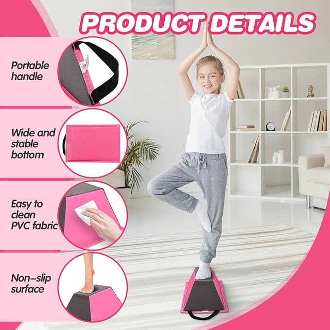 FBSPORT Cheer Stunt Training Stand, PU Non-Slip Stunt Trainer Flyer Stand Cheer for Promotion and Development of Flexibility, Coordination (Pink)