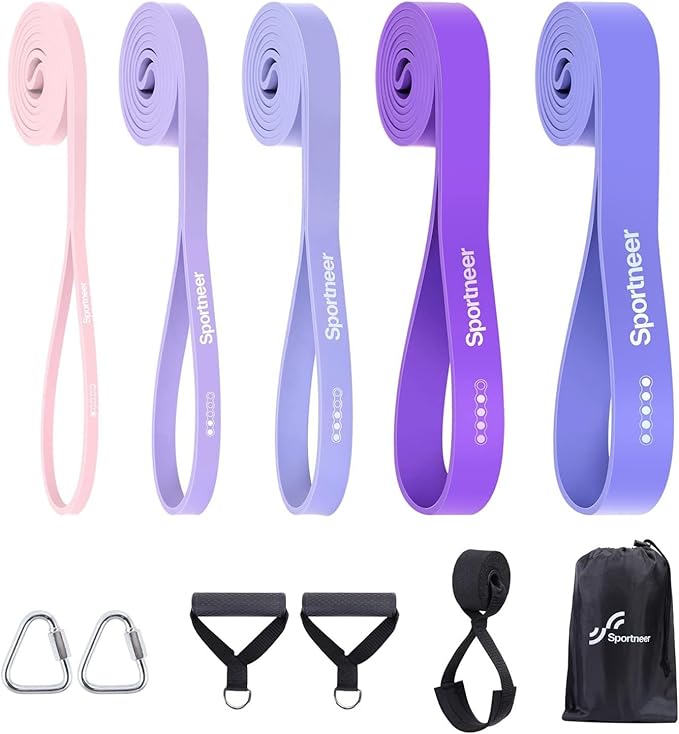 Sportneer Resistance Bands for Working Out: Pull Up Bands 5-130lb 5 Levels Exercise Bands Workout Bands Set with Handles & Door Anchor Pull Up Assist Bands for Men Women Resistance Training