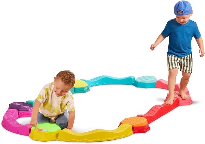 B. toys – Balance Beam for Kids – Musical Games & Activities – 5 Sensory Stones, 8 Wavy Beams & 1 Musical Pod – Indoor & Outdoor Active Play – 3 Years + – Balance & Groove Set