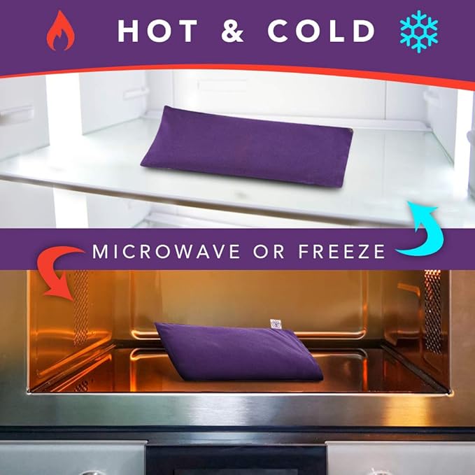 Lotus Weighted Lavender Eye Pillow – Purple Eye Mask for Sleep & Meditation – Aromatherapy Yoga Pillow with Flaxseed – Hot or Cold Compress for Headache & Eye Relief