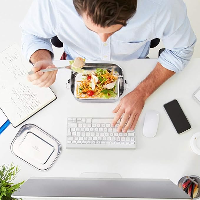 G.a HOMEFAVOR Leak Proof Stainless Steel Bento Box, Metal Lunch Container with No Compartment, 1400ML, Suitable for Snacks and Salad, Dishwasher Safe