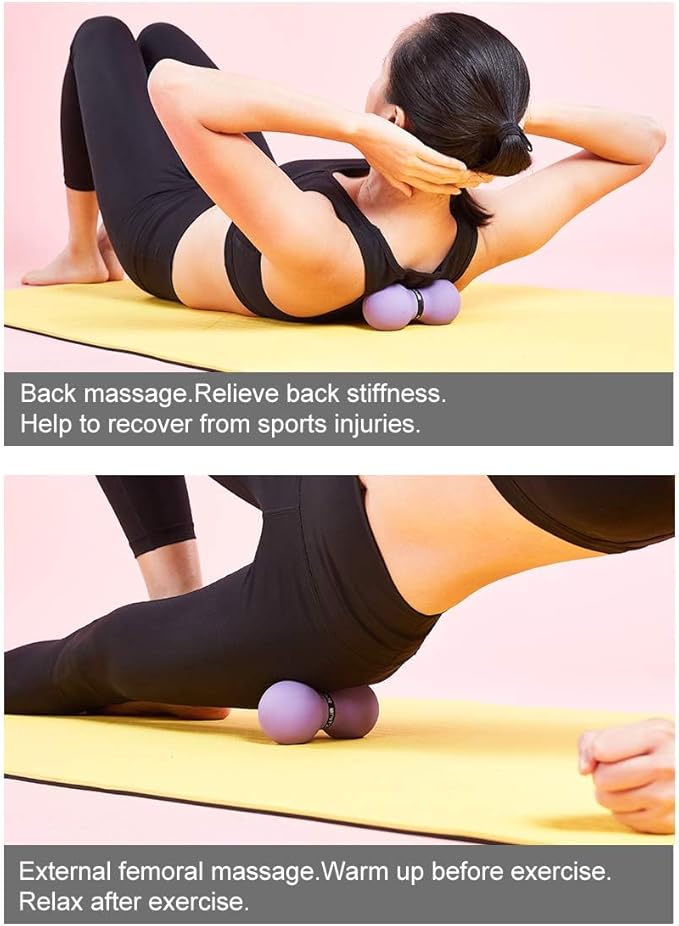 Double Lacrosse Massage Ball for Myofascial Release, SGS Certification, Massage Deep Tissue for Waist Back Feet, Trigger Point Therapy, Muscle Knots, Peanut Massage Ball for Muscle Pain