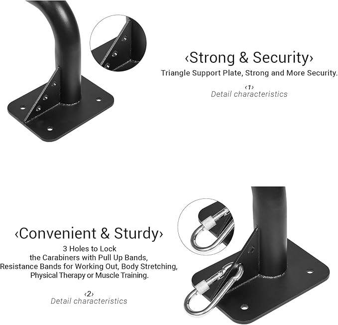 Wall Mounted Doorway Pull Up Bar, Heavy Duty Strength Training Pull-Up Bars for Doorframe, Support Beam or Joist Mount Thick Metal Sturdy Construction Support 500 lbs