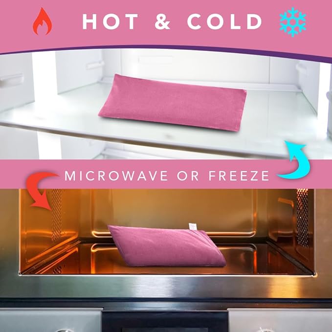 Lotus Weighted Lavender Eye Pillow – Pink Eye Mask for Sleep & Meditation – Aromatherapy Yoga Pillow with Flaxseed – Hot or Cold Compress for Headache & Eye Relief