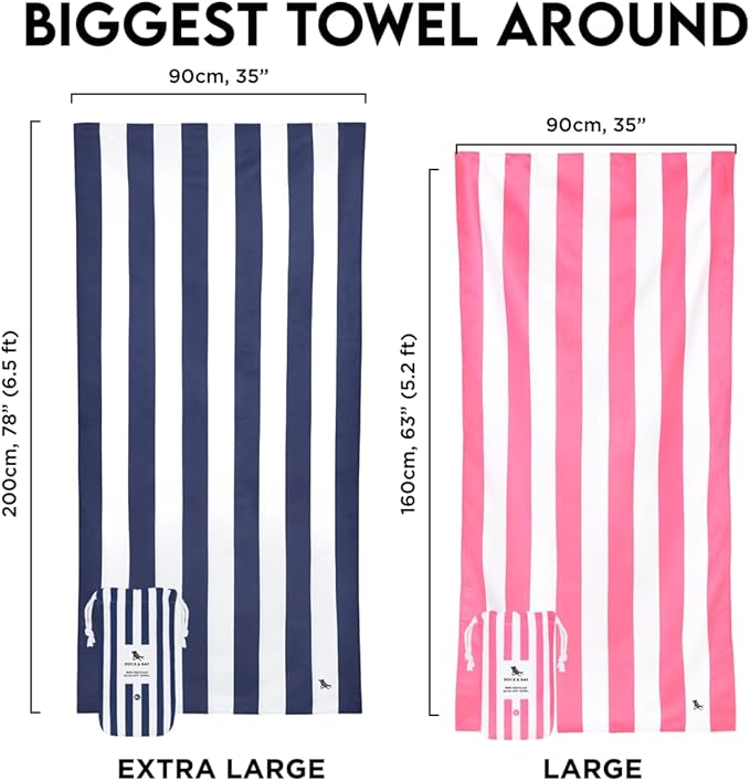 Dock & Bay Beach Towel - Quick Dry, Sand Free - Compact, Lightweight - 100% Recycled - Includes Bag - Cabana - Set G (4), Large (160x90cm, 63x35)