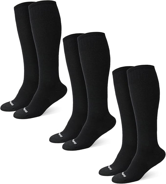 HAPIU Merino Wool Easy On Compression Socks for Women & Men, 15-20 mmHg, Plus Size Knee High Stocking for Nurses, Pregnancy, Travel, Flight, Medias de Compresión Mujer