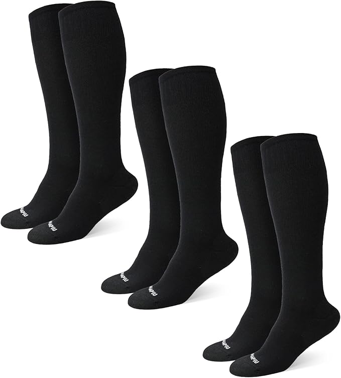 HAPIU Merino Wool Easy On Compression Socks for Women & Men, 15-20 mmHg, Plus Size Knee High Stocking for Nurses, Pregnancy, Travel, Flight, Medias de Compresión Mujer