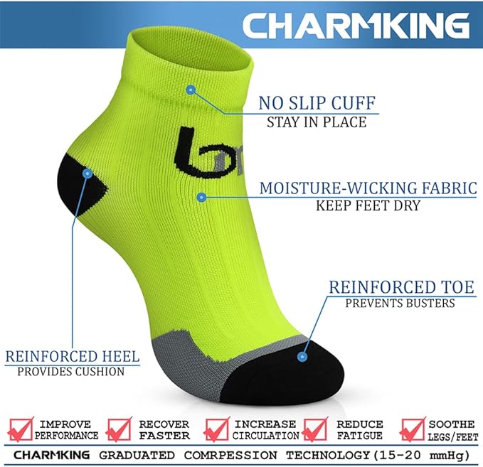 CHARMKING Compression Socks for Women & Men Circulation 15-20 mmHg is Best for Athletic Running Cycling Nurse Daily Wear