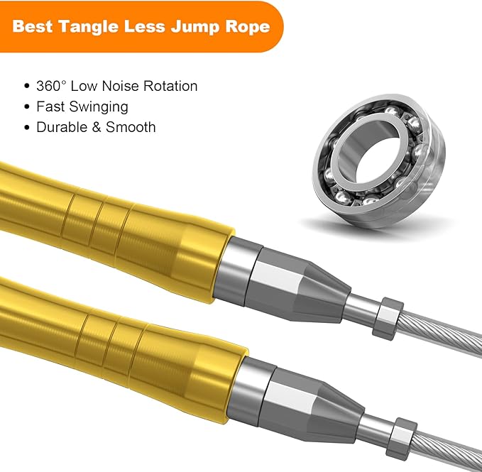 Jump Rope, High Speed Weighted Jump Rope - Premium Quality Tangle-Free - Self-Locking Screw-Free Design - Jump Ropes for Fitness - Skipping Rope for Workout Fitness, Crossfit & Home Exercises
