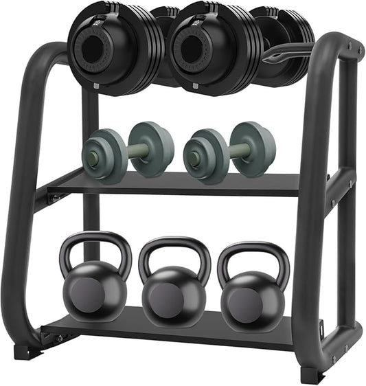 3-Tier Dumbbell and Kettlebell Storage Rack, Home Gym Storage Rack for Dumbbells, Kettlebells and Barbells with 220 lbs Load-bearing Capacity(24.41 * 15.75 * 24.8in)
