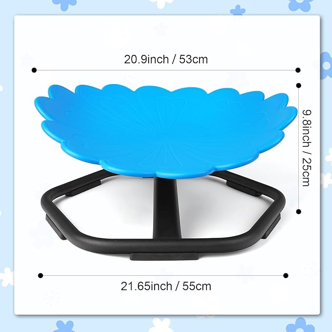 Flower Swivel Chair for Kids, 360° Spinning Seat, Autism Sensory Spin Chair, Toddler Sit and Spin Wobble Chair, ADHD Toy Chairs, Play Equipment Relief Motion Sickness for Boys Girls (Blue)