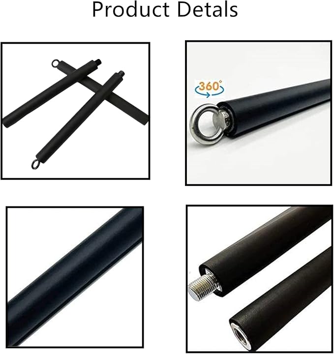 41Inch Resistance Band Bar for Full Body Workout, Portable Detachable Pilates Bar, with 2 Carabineer Clips, Black