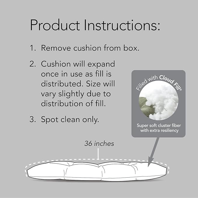 Klear Vu The Gripper Omega Non-Slip Tufted Bench Cushion for Indoor Furniture, Entryway Storage, Bay Window, Corner Nook or Piano Seat, 35 Inches, 21 Dark Brown