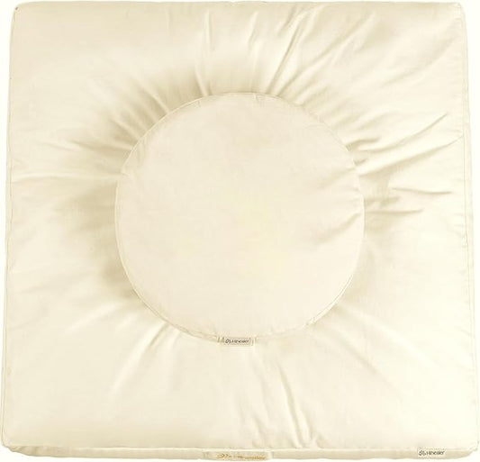 Hihealer Meditation Cushion Set Large Velvet Floor Pillow & Traditional Tibetan Yoga Bolster for Adults Zafu Meditation Mat with Buckwheat Filling (Cream)