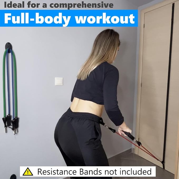 Door and Wall Moveable Anchor Straps with Adjustable Multi Point for Resistance Bands, Workout Attachment for Home Gym, Fits 6-8 ft Doors