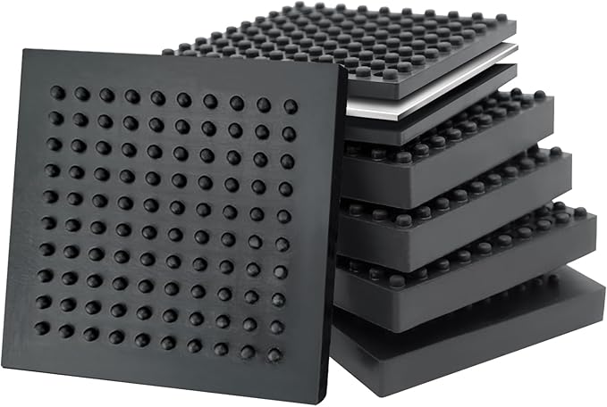 BXI Exercise Equipment Mat Heavy Duty - 4 x 4 x 0.8 Inches 4 Pcs Non Slip Noise Reduction Anti Vibration Treadmill Stationary Bike Mats, Thick Steel Embedded Rubber Pad for Hardwood Floors & Carpet