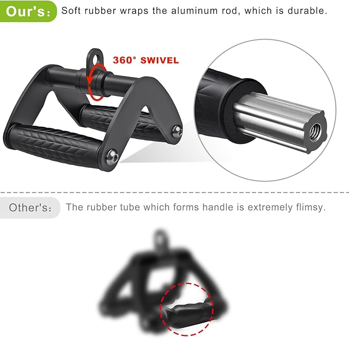 SELEWARE Triceps LAT Pulldown Attachments Home Gym Workout Accessories with Non-Slip Soft Rubber Grip Cable Machine Attachments Triceps Rope Double D Row Handle Pull Down Bar Straight Bar Exercise