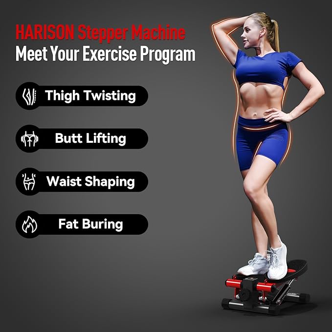 HARISON Mini Steppers for Exercise, Stair Stepper with LCD Monitor 300LBS Capacity, Portable Under Desk Stepper for Home Workout