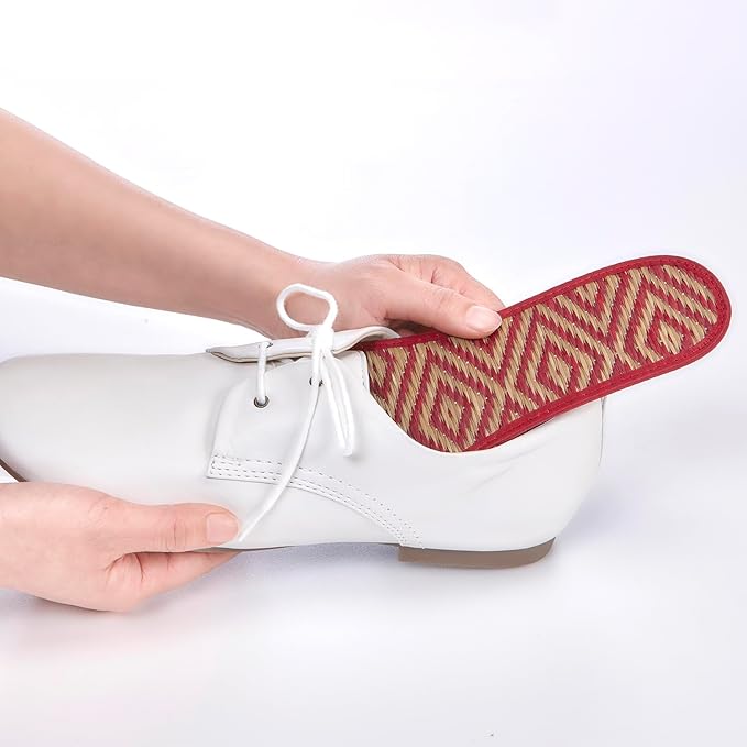 Japanese Traditional Organic Igusa Insoles, Smooth Sweat-Absorbing Deodorant Non-Slip Breathable Insoles Made of Igusa (Japanese Soft Rush Grass) (US Size 10, 28-28.5cm, Red)