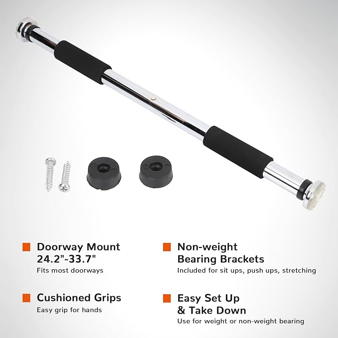 Pull Up Bar for Doorway 23.6in Adjustable Door Mounted Heavy Duty Steel Body Workout Chin Up for Home Exercise Fitness(Black)