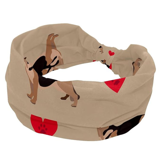 dog and heart Headband for Women, Absorbed Sport Knotted Headband for Daily Life Yoga Workout