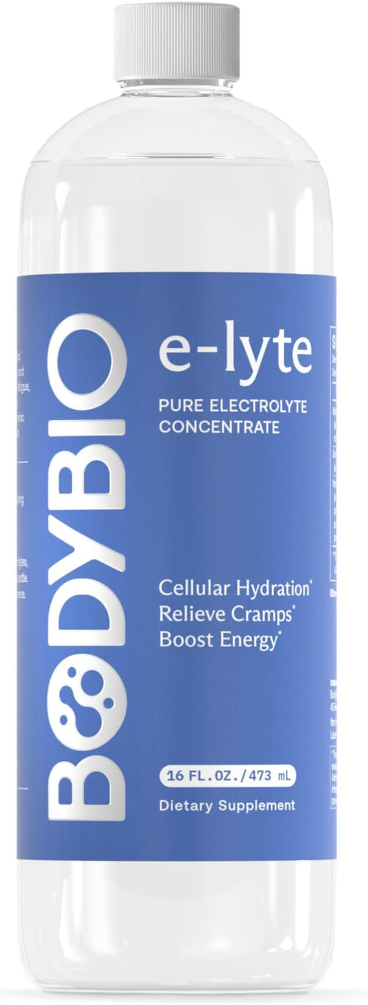BodyBio e-Lyte - Liquid Electrolyte Concentrate for Clean Hydration, Energy & Cramp Relief - No Sugar, No Artificial Flavors, No Fillers, Keto Friendly