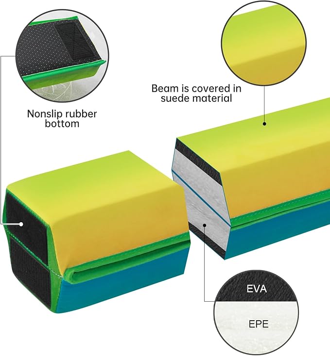 FBSPORT 8ft/6ft Balance Beam: Folding Floor Gymnastics Equipment for Kids Adults,Non Slip Rubber Base, Gymnastics Beam for Training, Practice, Physical Therapy and Professional Home Training