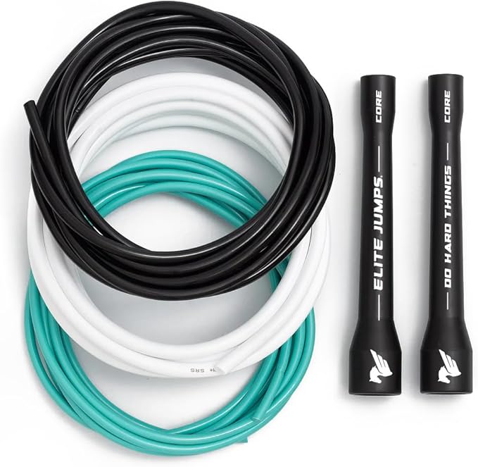 Elite Jumps | 6mm PVC Jump Ropes for Fitness | Indoor/Outdoor Adjustable Boxing Jump Rope w/Unbreakable Handles & Ultra-Durable Non-Kinking PVC | Skipping Rope for Men & Women & Boxer Rope Jump Rope
