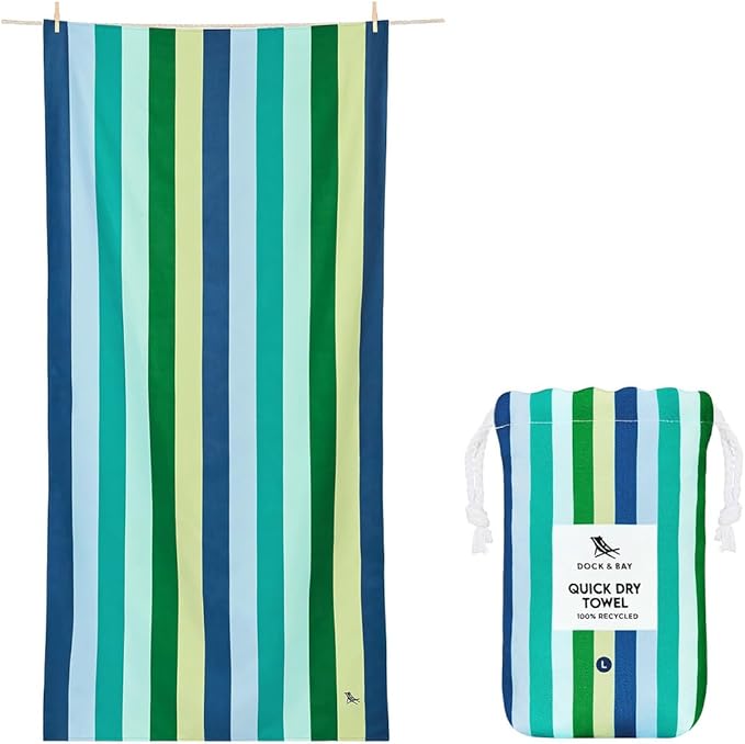 Dock & Bay Beach Towel - Quick Dry, Sand Free - Compact, Lightweight - 100% Recycled - Includes Bag - Wild Vibes - Set of 6 - Large (160x90cm, 63x35)
