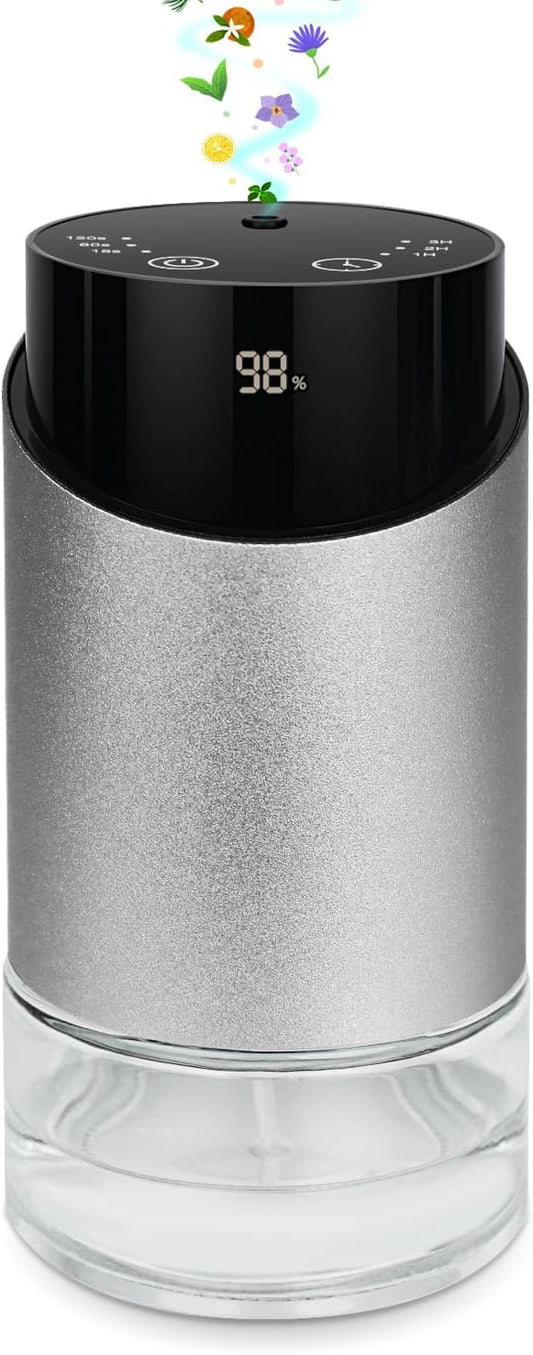 Waterless Essential Oil Diffuser Aromatherapy Scent Diffusers for Home Large Room, Bedroom, Car, Office, Desk, Battery Operated Mini Portable Air Freshener, 3 Countdown Timers & 3 Mist Levels