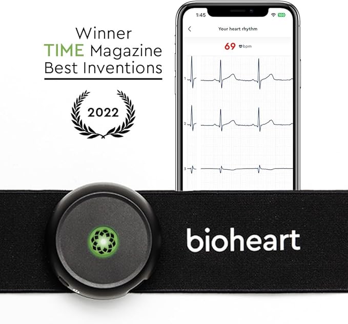 Bioheart | 24/7 Continuous Heart Monitor | No Prescription Needed | Smart Wearable | Chest Strap | One Month Subscription Included