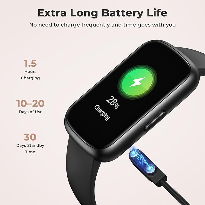 Fitness Tracker with 24/7 Heart Rate, Blood Oxygen, Sleep Monitor, 3ATM Waterproof Fitness Watch/Smart Watch/Activity Tracker, Pedometer/Step Counter, Calorie Tracker for Women Men, Black