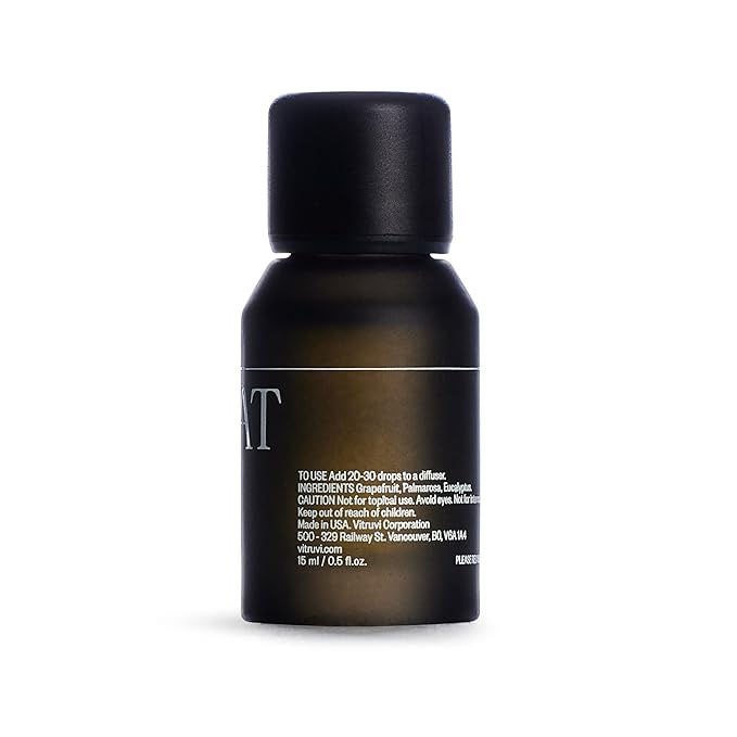 Vitruvi Retreat Restorative Essential Oil Blend100% Pure Grapefruit Palma Rosa and Eucalyptus Oil (0.5 fl.oz)