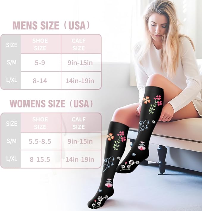 Bluemaple Compression Socks for Women & Men Circulation (6 Pairs) 15-20 mmHg is Best Support for Athletic Running Cycling