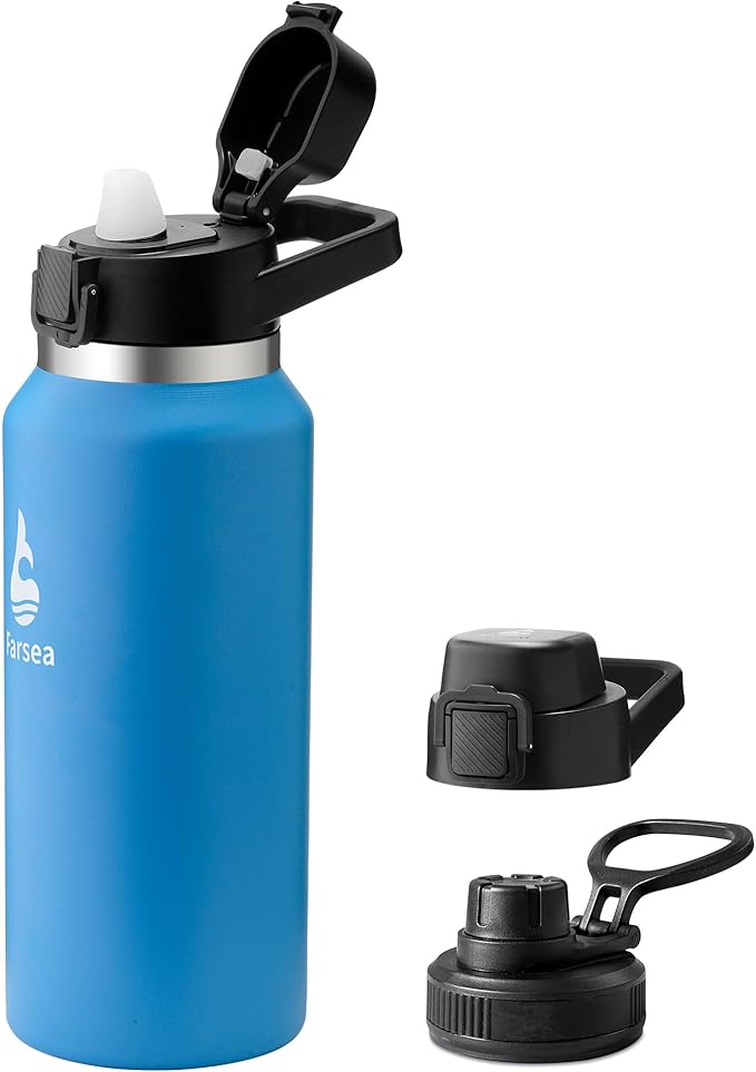 Farsea Insulated Water Bottle, Leak Proof Locking Lid with Soft Silicone Spout, Stainless Steel,Leak Proof, Double Walled Vacuum Insulated, BPA-Free, 24 Hr Cold, Wide Mouth, Sports & Travel Bottle