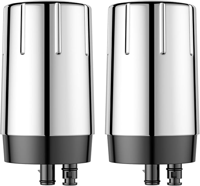 Fil-Fresh 2-Pack Faucet Filter Replacement for Brita Faucet Filtration System, NSF Certified to Reduce Chlorine, BPA-Free, Lasts 4-Months or 100 Gallons, Chrome