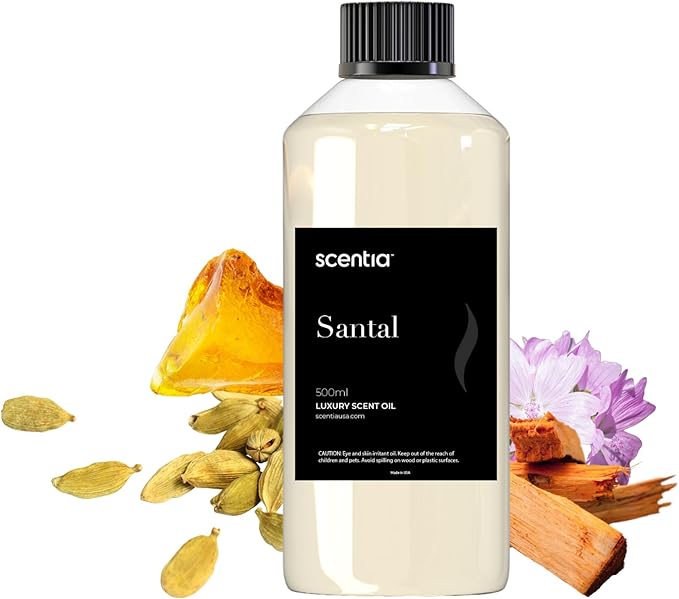 Santal Diffuser Oil 500ml – Luxury Santal-Inspired Oil – Cedarwood, Amber, Musk, Vanilla – Essential Oil Blend for Large Rooms, Cold-Air Diffusers, HVAC & Ultrasonic Use