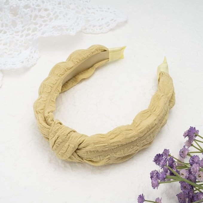 Madison Tyler Headbands for Women | Cute Top Knotted Yellow Outdoor Hairbands for Girls | Thin Hair and Thick Hair | Skincare and Boho Spring Headband for Women Non Slip