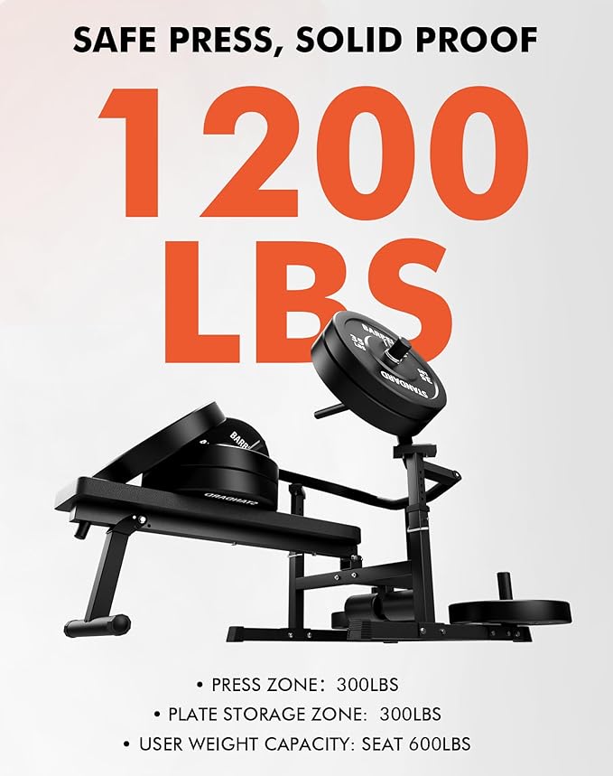 GMWD Chest Press Machine, 1050LBS Bench Press Machine with Independent Converging Arms, Adjustable Flat Incline Bench for Chest, AB Workouts, Shoulder Home Gym Equipment, V1