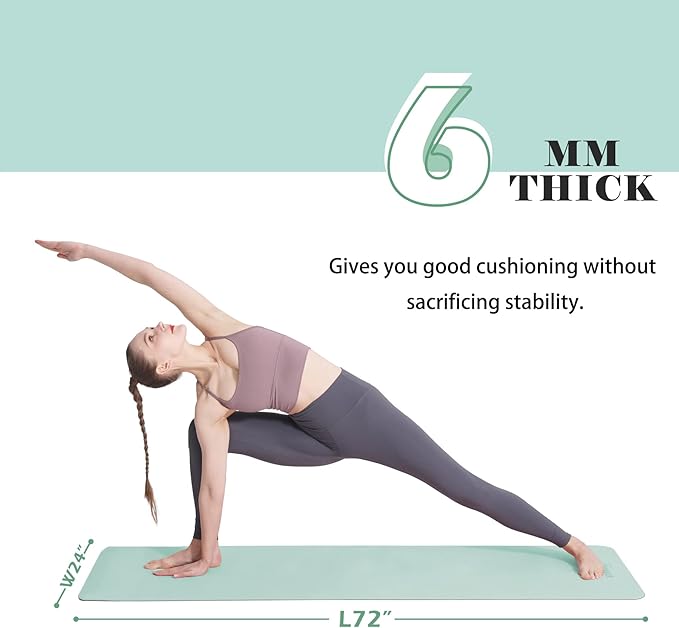 Yoga Mat Non Slip, Pilates Fitness Mats, Eco Friendly, Anti-Tear 1/4" Thick Yoga Mats for Women, Exercise Mats for Home Workout with Carrying Sling and Storage Bag