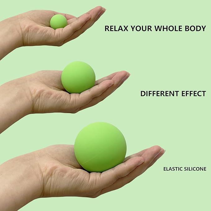 Fascia Massage Ball Set (2.48" + 1.97" + 1.18") for Muscle Relief,Yoga Deep Relaxation,Trigger Point & Active Therapy,Targeted Therapy for Full Body(3 Pieces)
